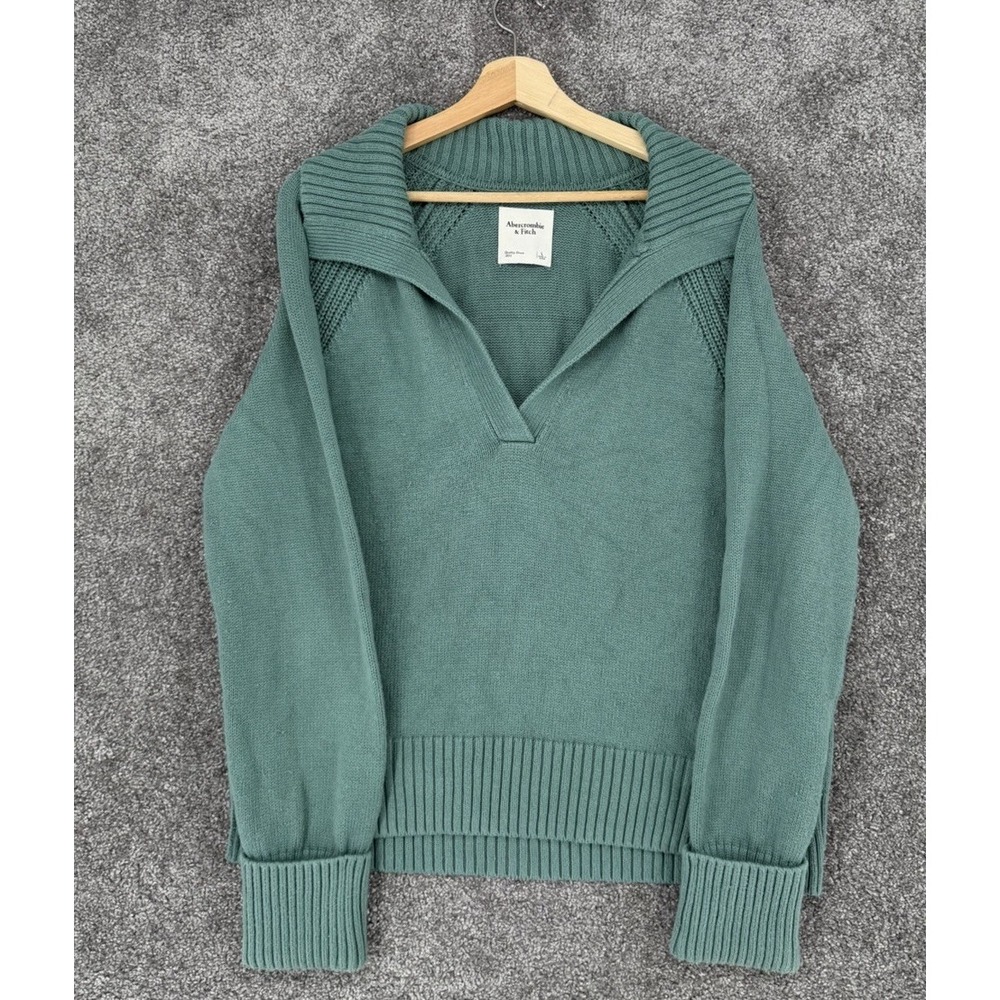 Abercrombie & Fitch Notch Neck Sweater Green Large